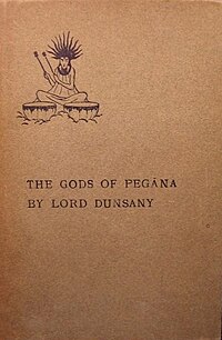 Tan book cover printed with a purple illustration of a seated idol-like figure with a spiked halo above two drums, and the title 