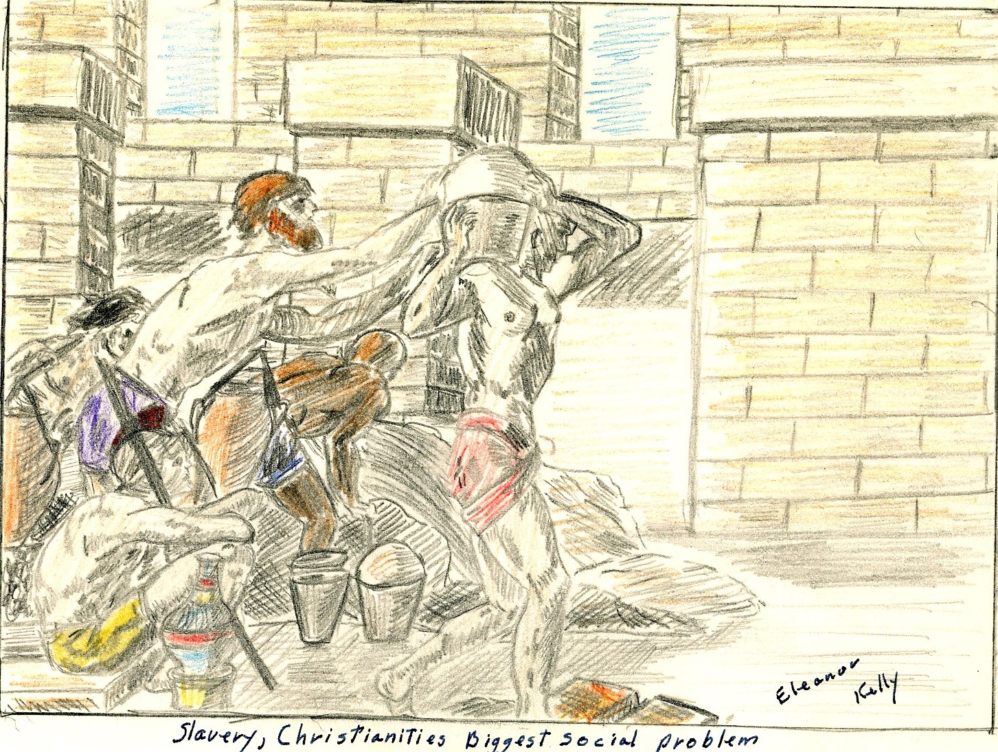 Eleanor Kelly's illustration, "Slavery, Christianities Biggest Social problem"